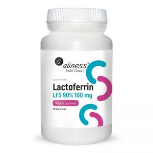 LAKTOFERYNA ALINESS - LACTOFERRIN LFS 90% 100 MG 60 KAPS. - WSPIERA ODPORNOŚĆ